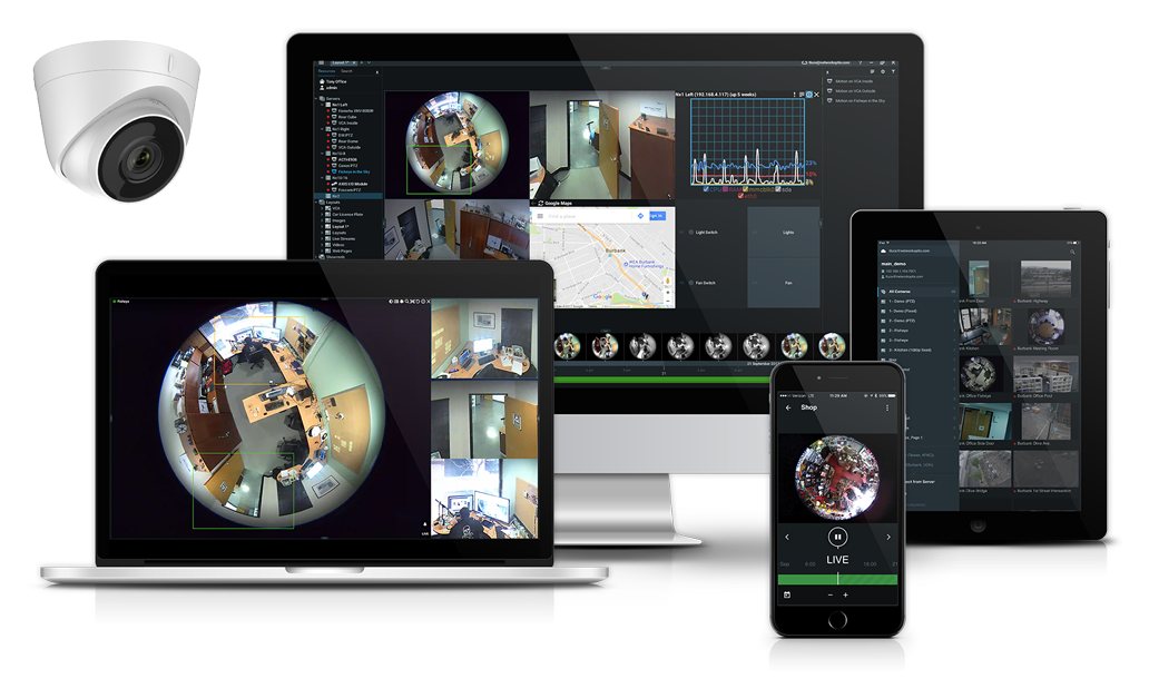 Supervision NX Witness consultée sur ordinateur, portable, tablette et smartphone