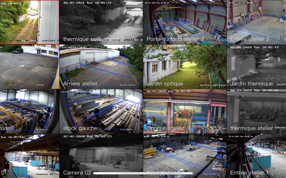 Mur d'images réunissant les caméras du site Comep sur un seul écran